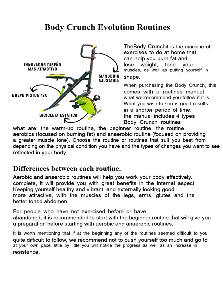 Body Crunch Evolution Routines | PDF | Aerobic Exercise | Strength Training
