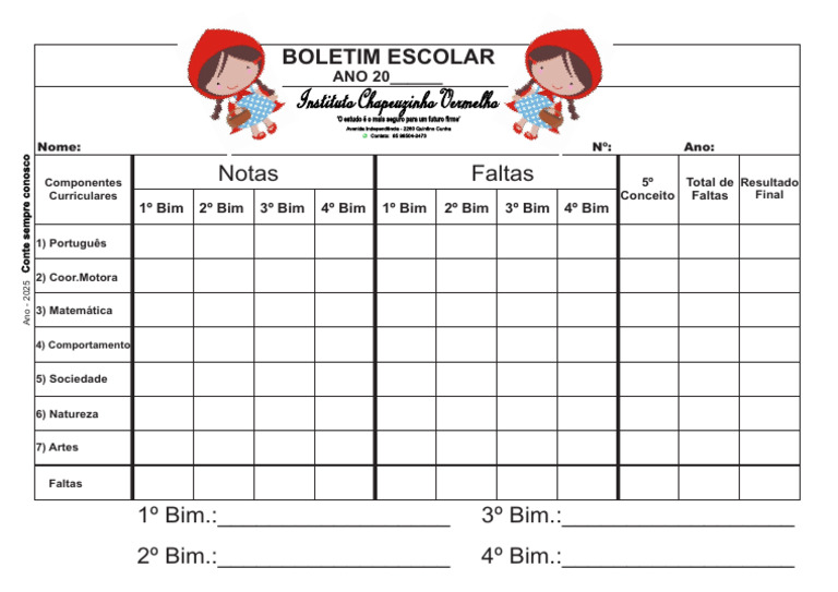 Boletim Escolar 2025 - Notas e Faltas | PDF