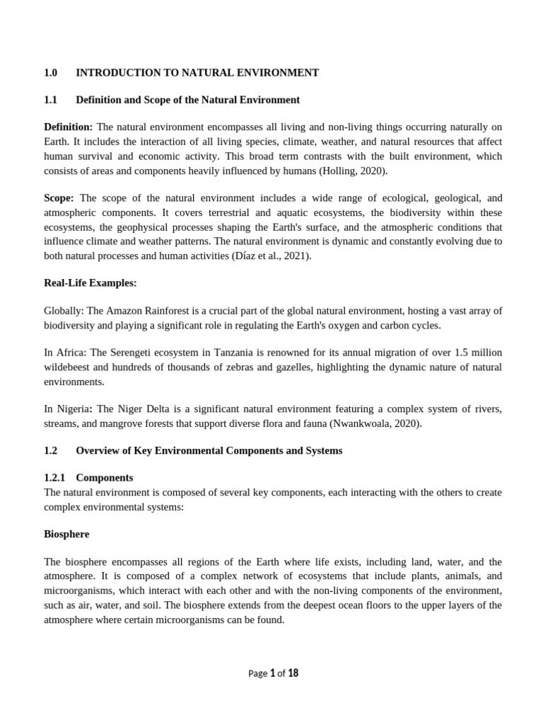 EVM 102 Lecture Note - Introduction To Natural Environment | PDF ...
