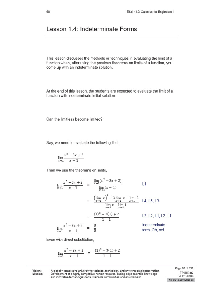Evaluating Indeterminate Limits | PDF | Function (Mathematics ...