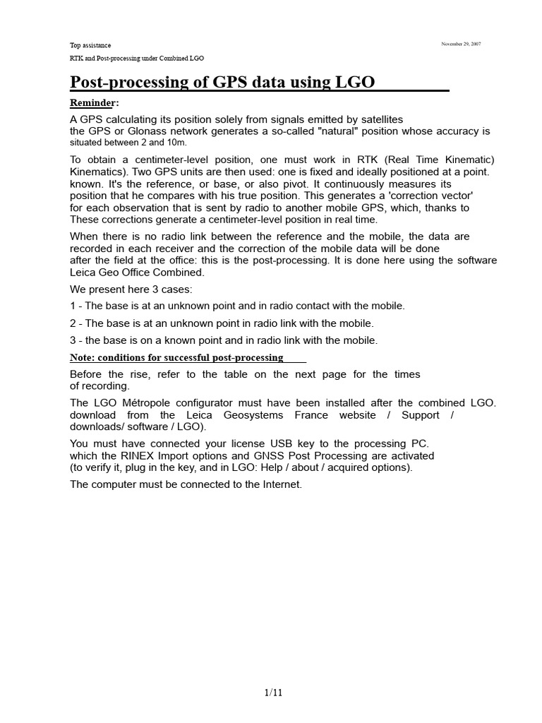 RTK GPS Post-Processing with LGO | PDF | Global Positioning System ...