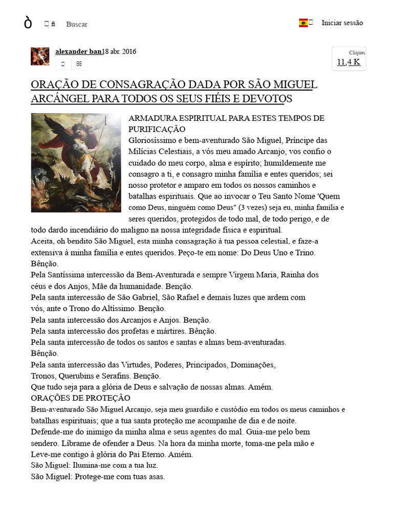 Oração de Consagração a São Miguel | PDF | Miguel (Arcanjo) | Anjo
