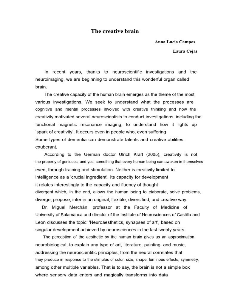 Understanding the Creative Brain | PDF | Creativity | Thought