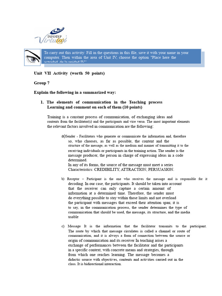 Activity Unit 4 | PDF | Communication | Information