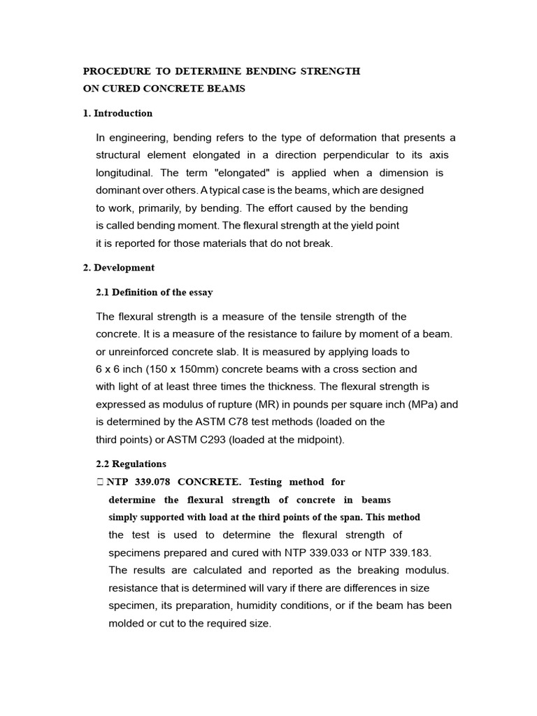 Bending Strength Test for Concrete Beams | PDF | Strength Of Materials ...