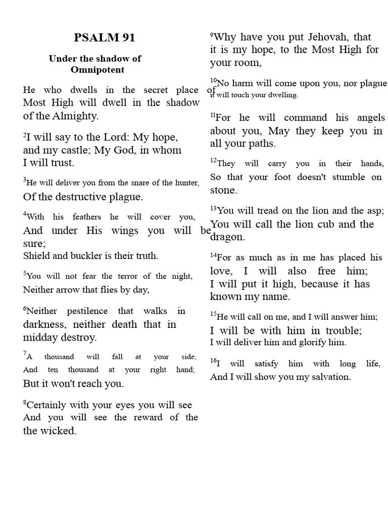 Psalm 91 | PDF | Theology | Religious Belief And Doctrine