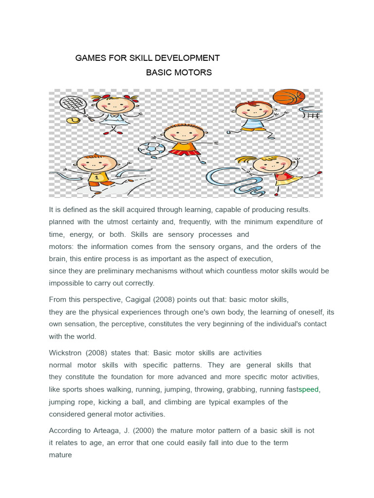 Games For The Development of Motor Skills | PDF | Animal Locomotion
