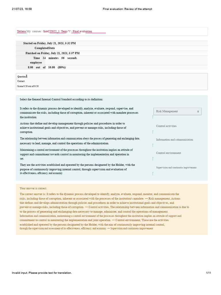 Final Assessment - Review of Attempt 1 | PDF | Internal Control | Business