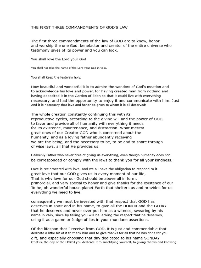 The First Three Commandments of God's Law | PDF | God | Creator Deity