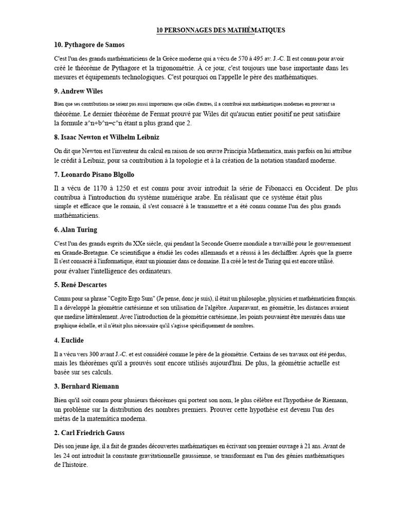 10 Grands Mathématiciens et Physiciens | PDF | Science | Mathématiques
