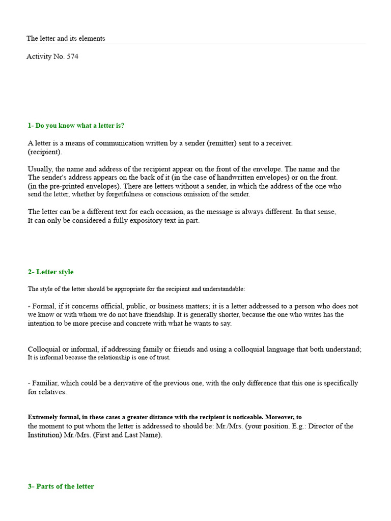 Understanding Letter Structure and Style | PDF | Envelope | Human ...