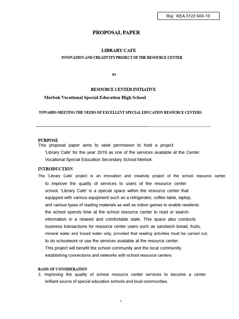 Library Cafe Project Proposal for Schools | PDF | Libraries | Coffeehouse