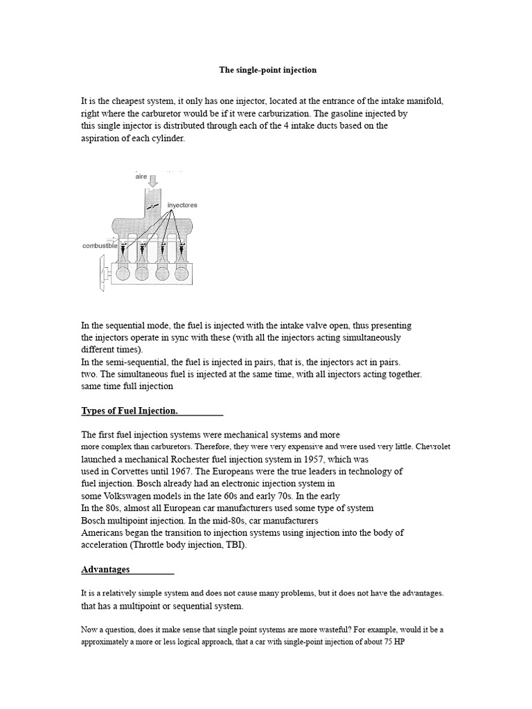 Overview of Single-Point Injection Systems | PDF | Fuel Injection ...