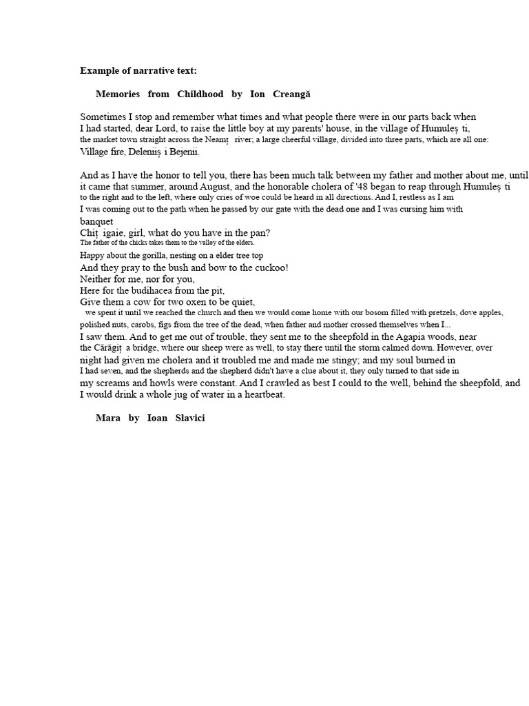 Romanian Literary Text Examples | PDF