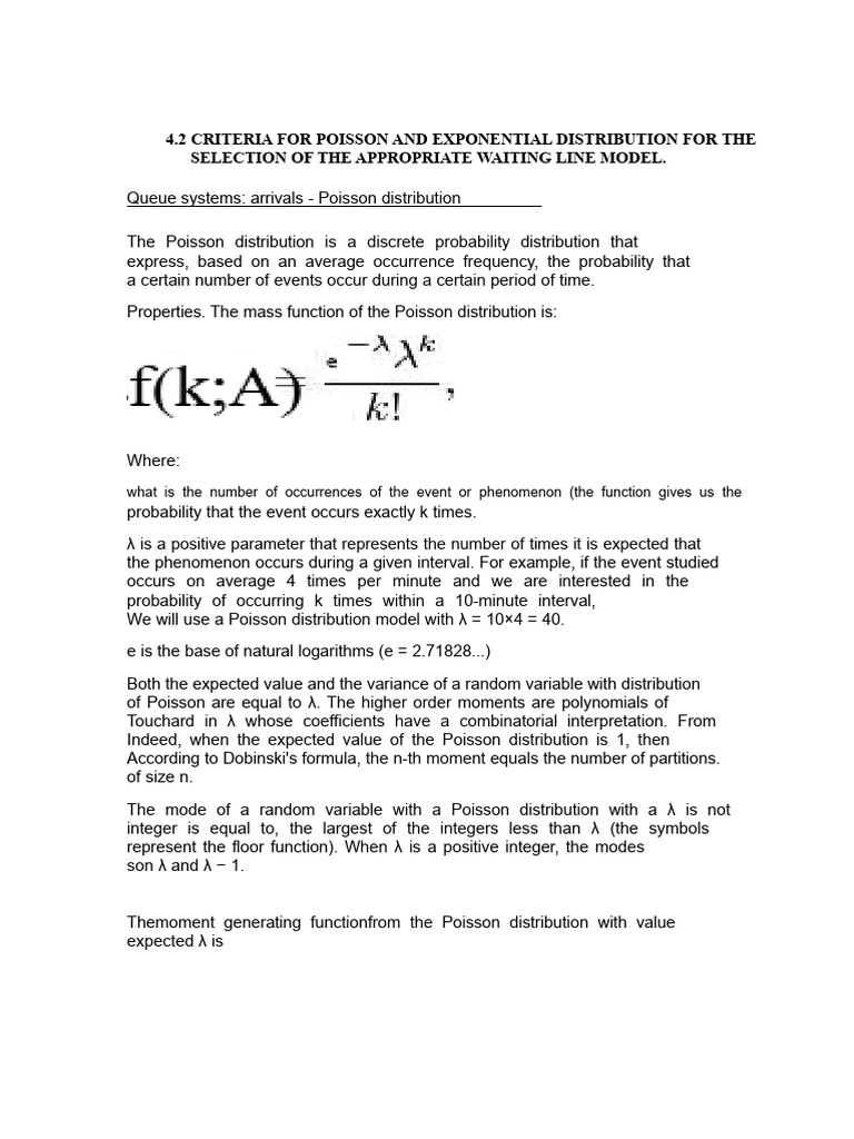 Criteria Under The Poisson and Exponential Distribution For Selecting ...