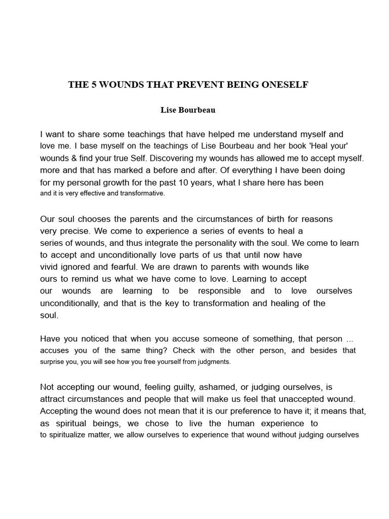 The 5 Wounds of The Soul | PDF | Shame | Love