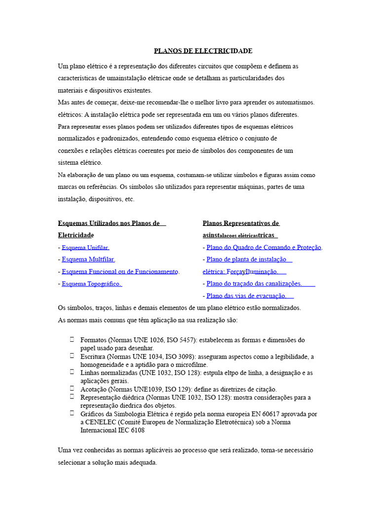 Planos e Esquemas de Instalação Elétrica | PDF | Eletricidade | Rede ...