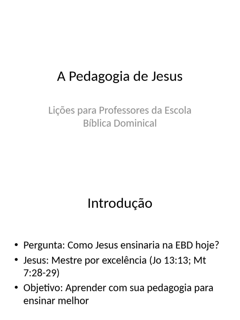 Pedagogia de Jesus na EBD: Lições Práticas | PDF
