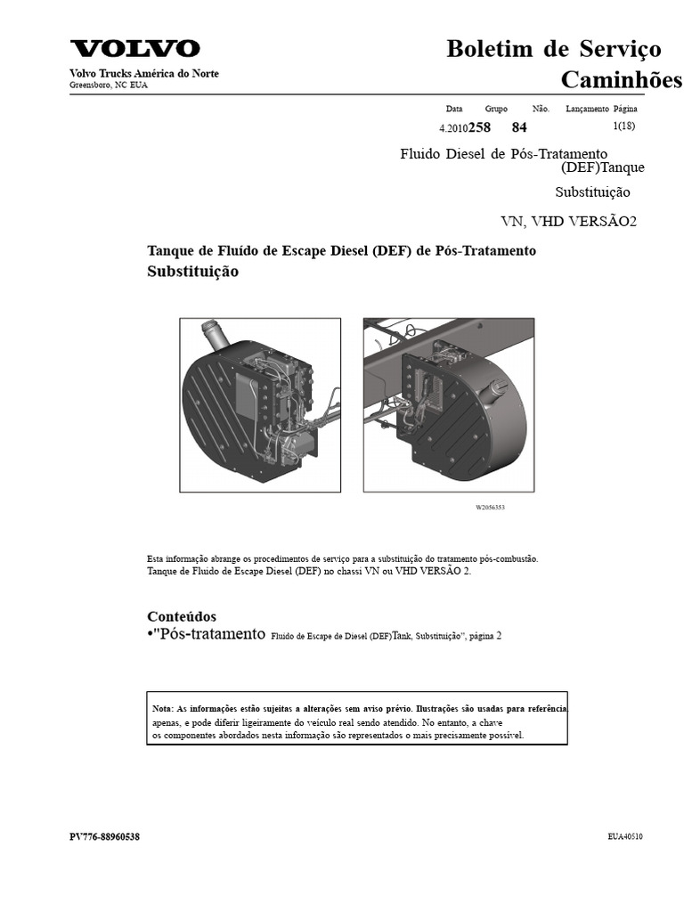 Substituição do Tanque DEF em Caminhões Volvo | PDF | Conector elétrico ...