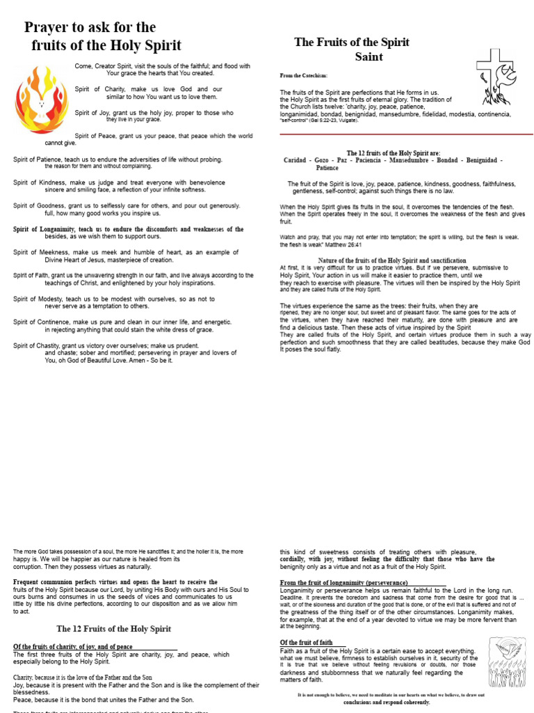 Prayer for the Fruits of the Holy Spirit | PDF | Fruit Of The Holy ...