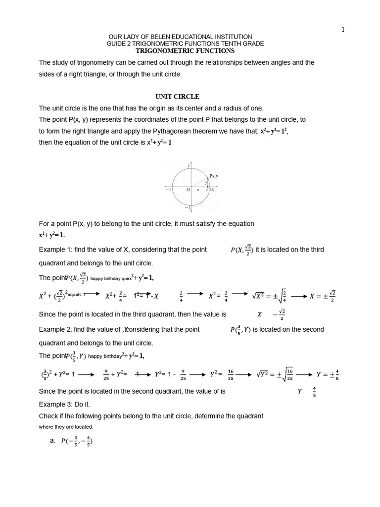 Unit Circle | PDF | Trigonometric Functions | Circle