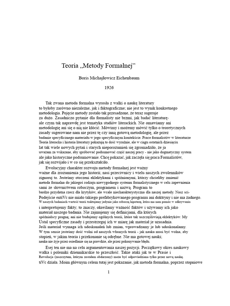 Teoria Metody Formalnej - Boris Eichenbaum | PDF