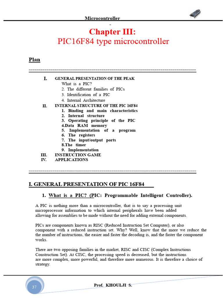 Overview of PIC16F84 Microcontroller | PDF | Microcontroller | Flash Memory