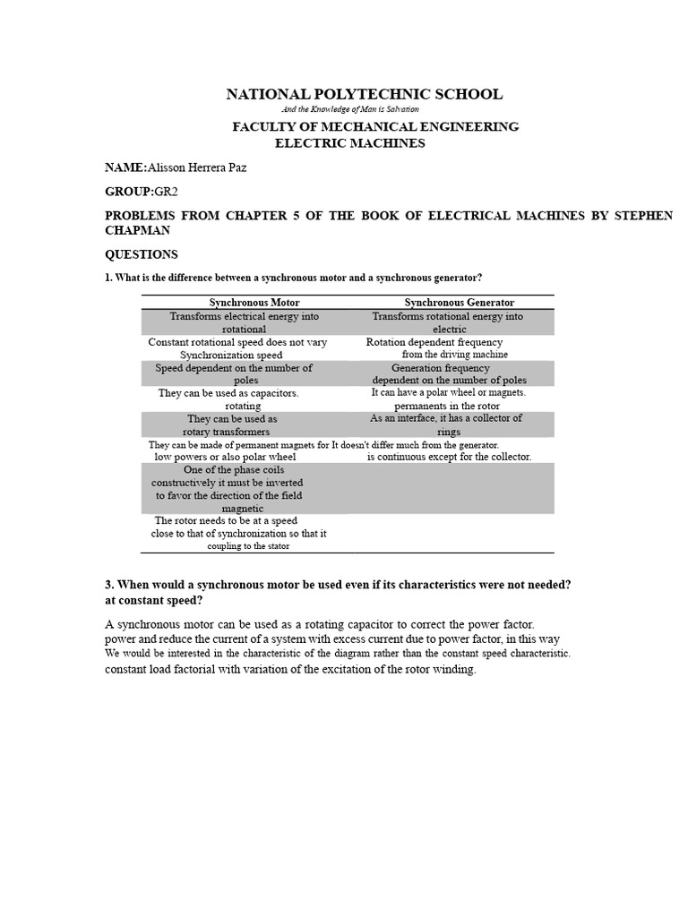 Exercises Chapter 5 | PDF | Electric Motor | Electric Generator