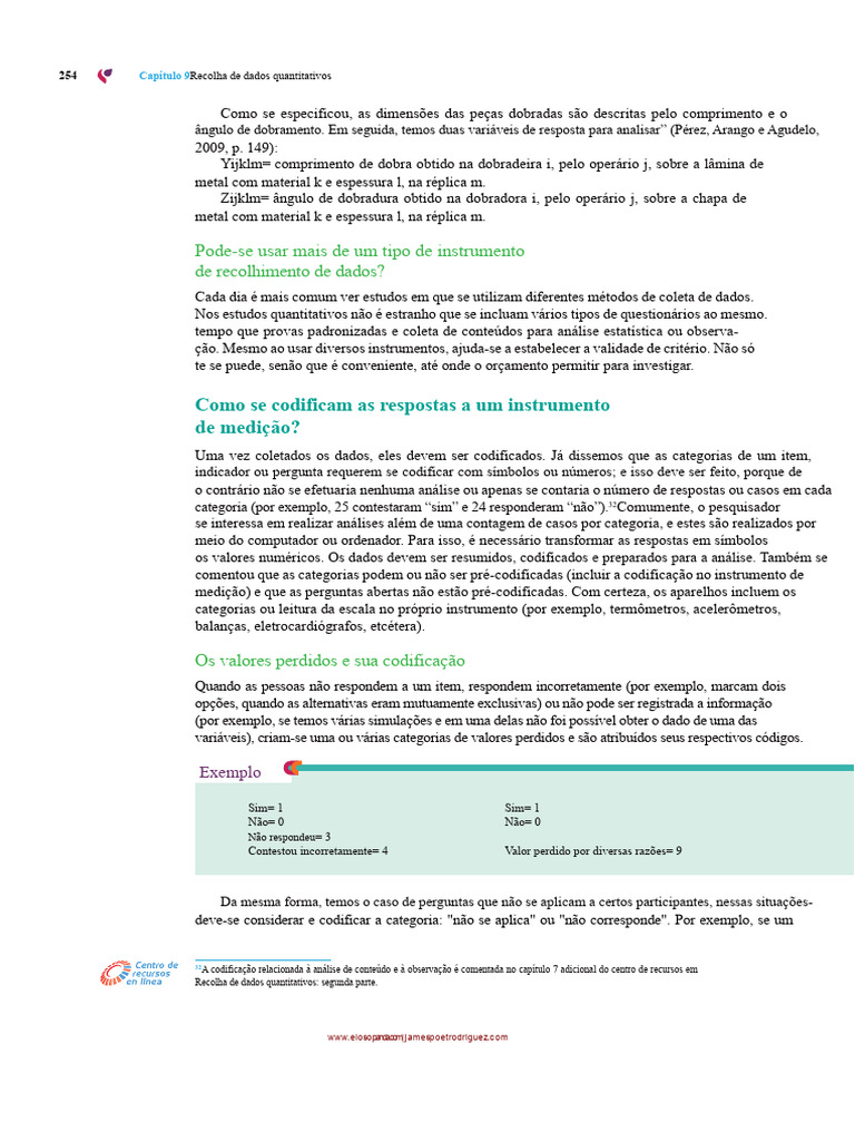 Coleta e Codificação de Dados Quantitativos | PDF | Dados | Medição