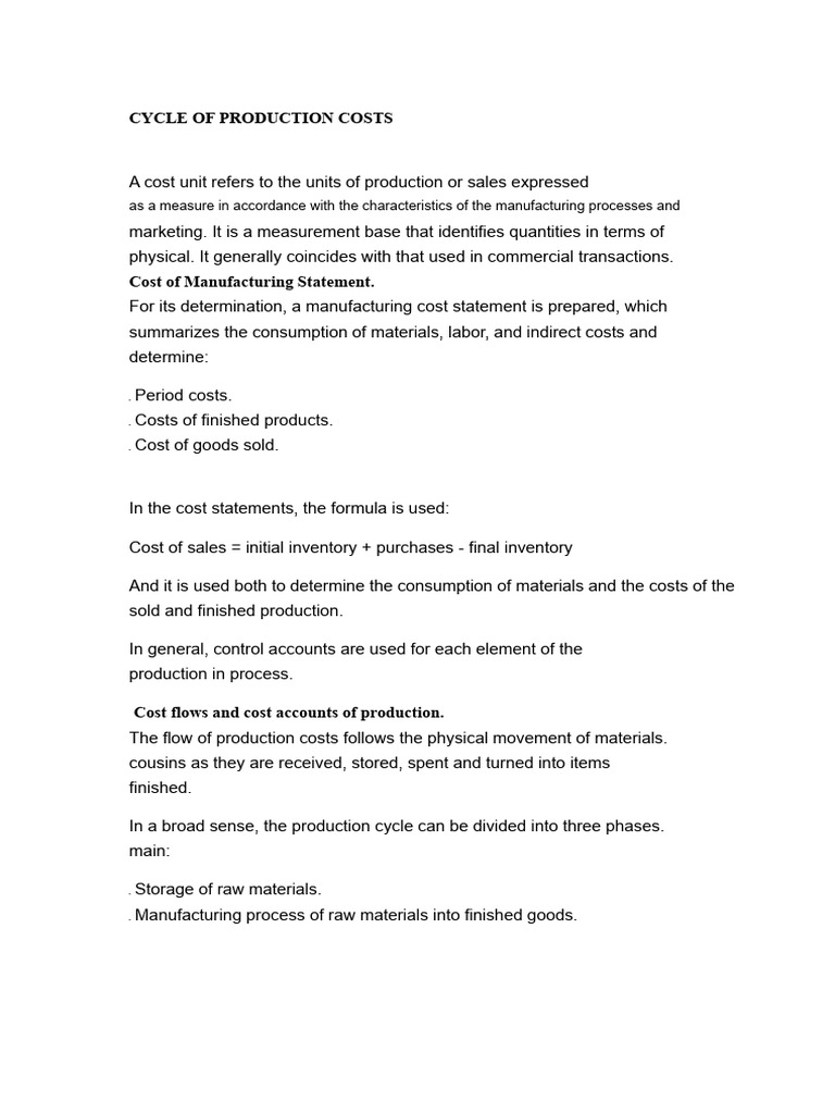 Understanding Production Cost Statements | PDF | Cost Of Goods Sold ...