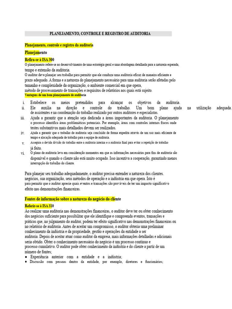 Planejamento de Auditoria | PDF | Contabilidade | Planejamento