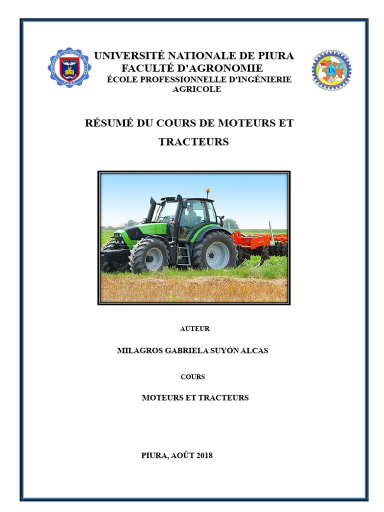 Résumé du cours sur moteurs et tracteurs | PDF | Piston | Injection ...