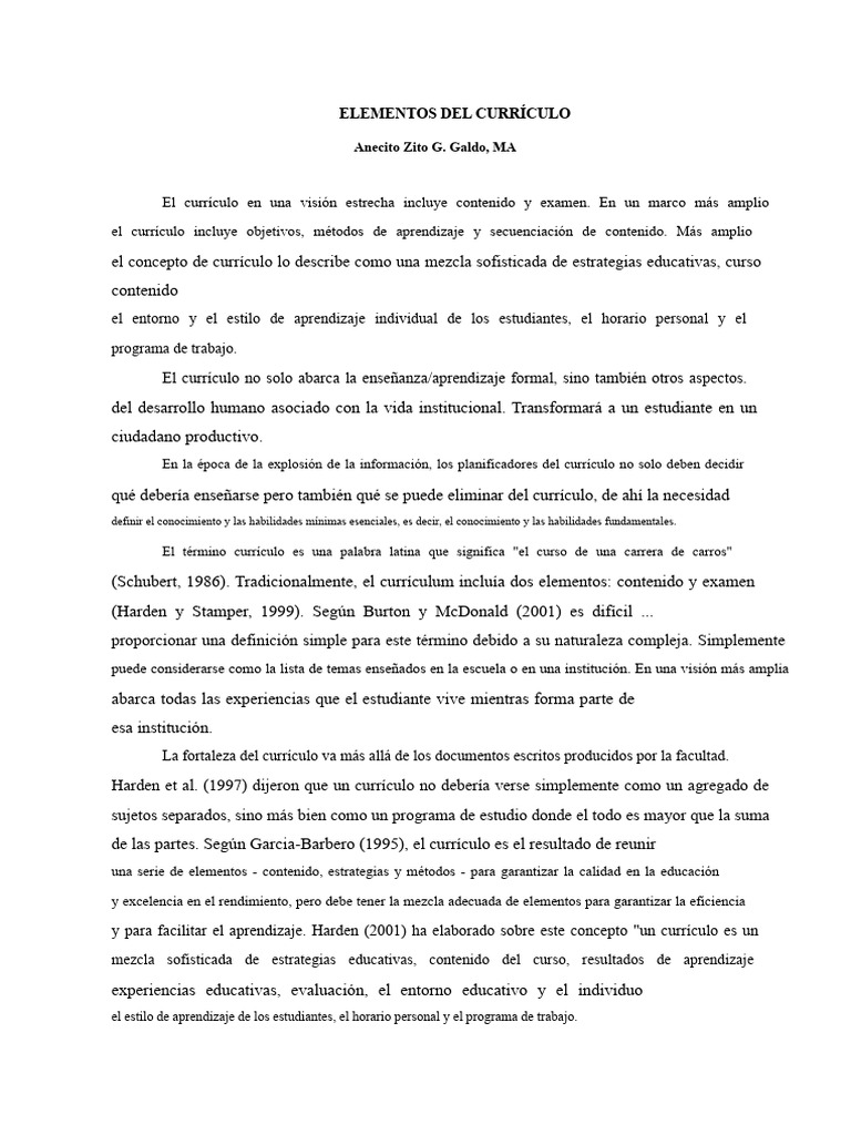 Elementos Clave del Currículo Educativo | PDF | Plan de estudios ...