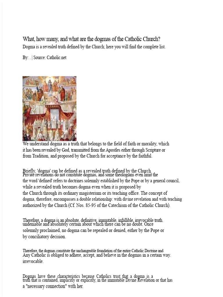 List of 44 Catholic Dogmas Explained | PDF | Catholic Church | Mary ...