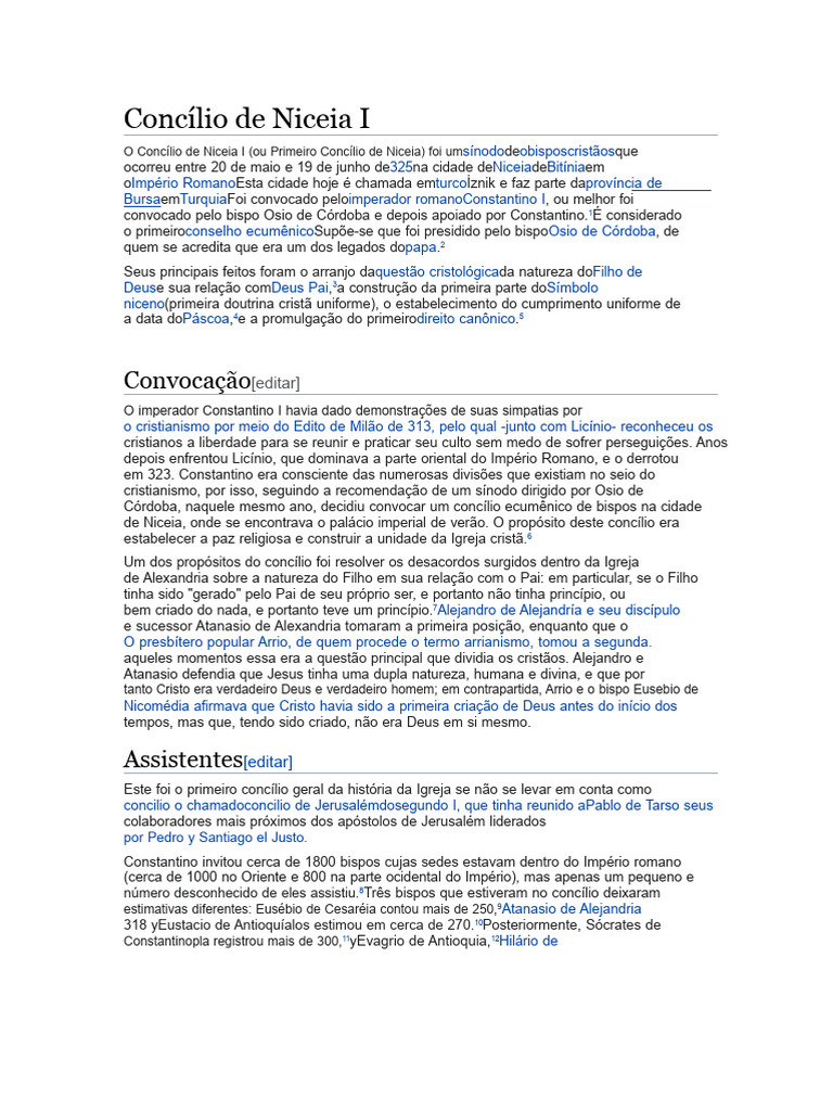 Concílio de Niceia I: História e Decisões | PDF | Constantino, o Grande ...