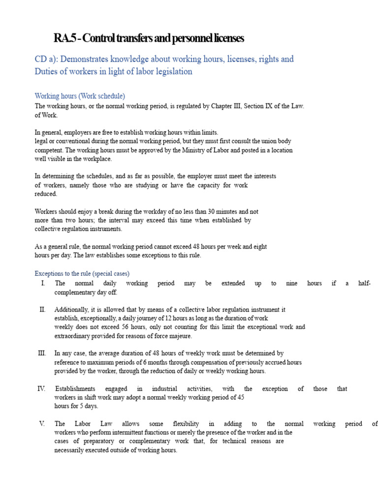 RA.5 - Control Transfers and Personnel Licenses | PDF | Parental Leave ...