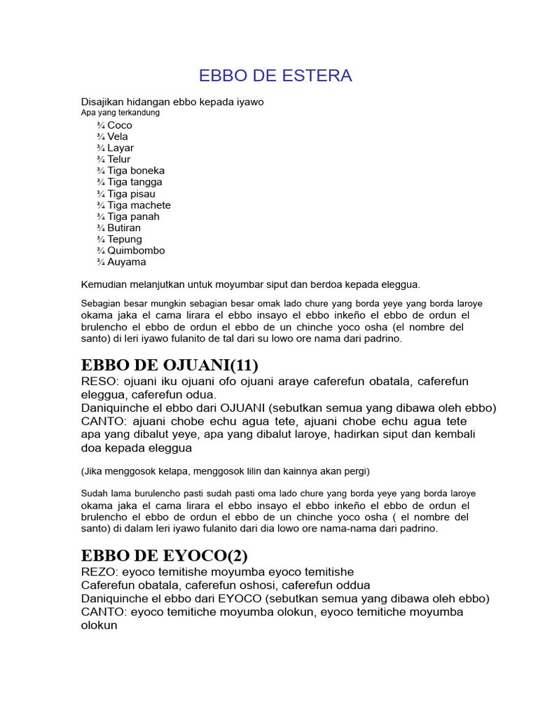 Ritual Ebbo dalam Tradisi Yoruba | PDF