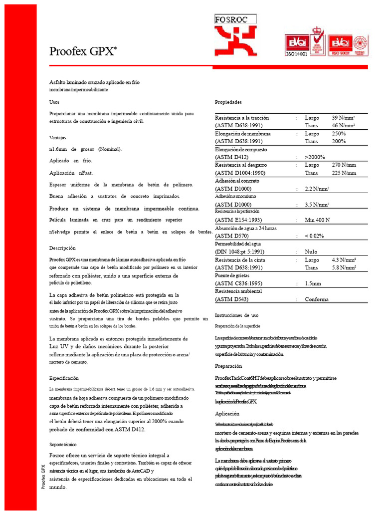 Membrana Impermeabilizante Proofex GPX | PDF | Hormigón | Materiales