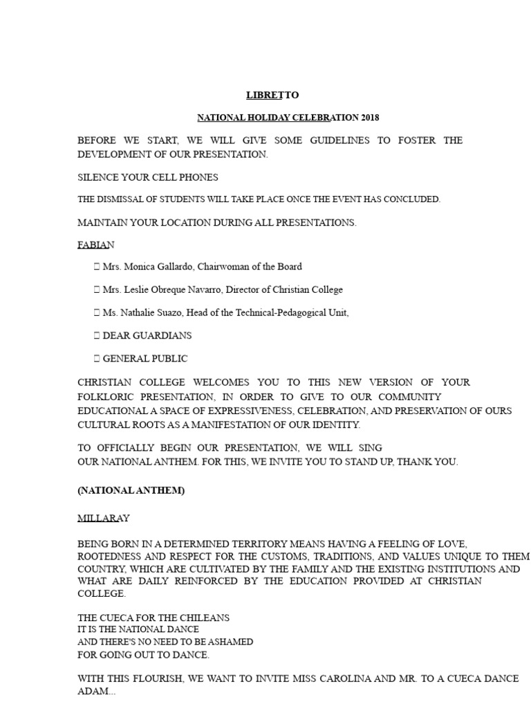 Folkloric Presentation Script | PDF | Chile | Musicology