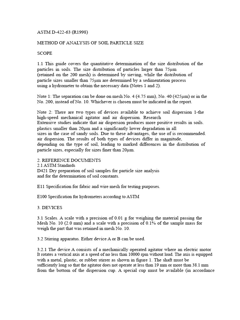 Soil Particle Size Analysis Method | PDF | Viscosity | Density
