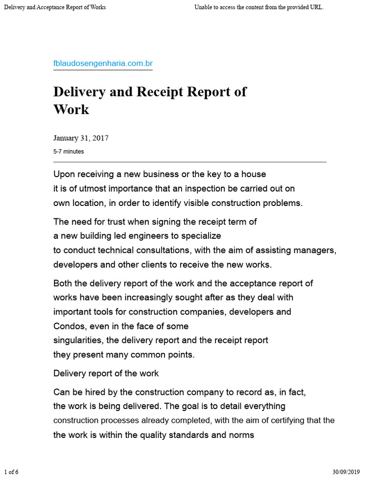 Delivery and Receipt Report of Work | PDF | Condominium | Civil Engineering
