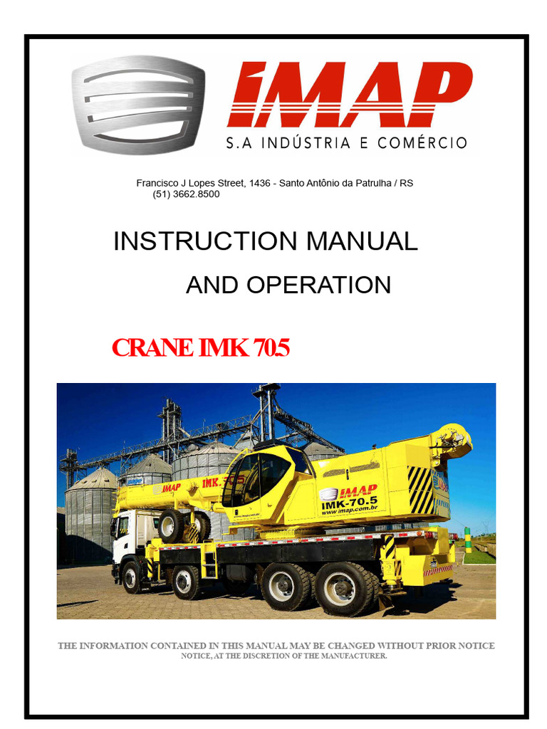 Instruction and Operation Manual Cable Crane Imk 70.5 - 28-10-19 | PDF ...