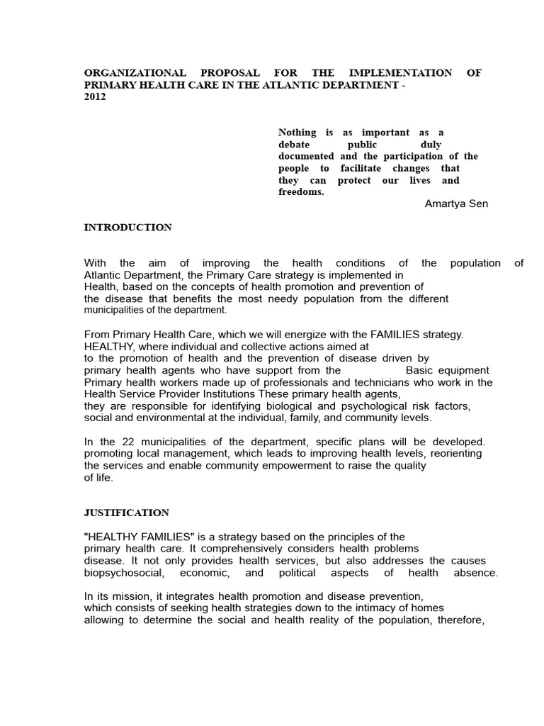 Primary Health Care Proposal for Atlantic | PDF | Health Promotion ...