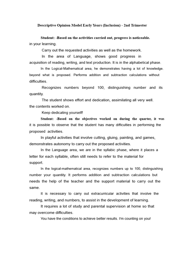 Descriptive School Report | PDF | Writing | Learning