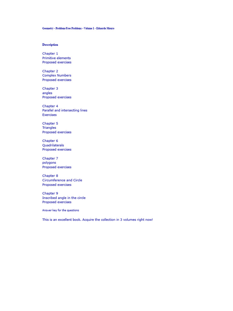 Geometry Problems Without Problems Volume 1 Eduardo Mauro | PDF