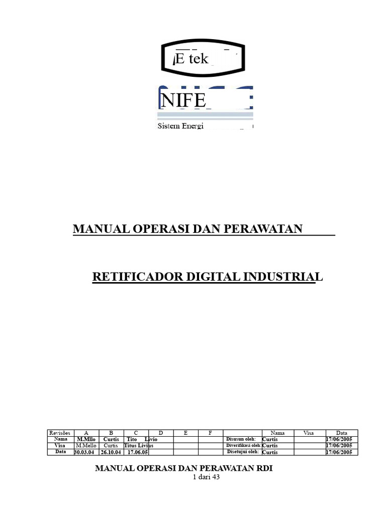 Manual Perawatan Retificador Digital RDI | PDF