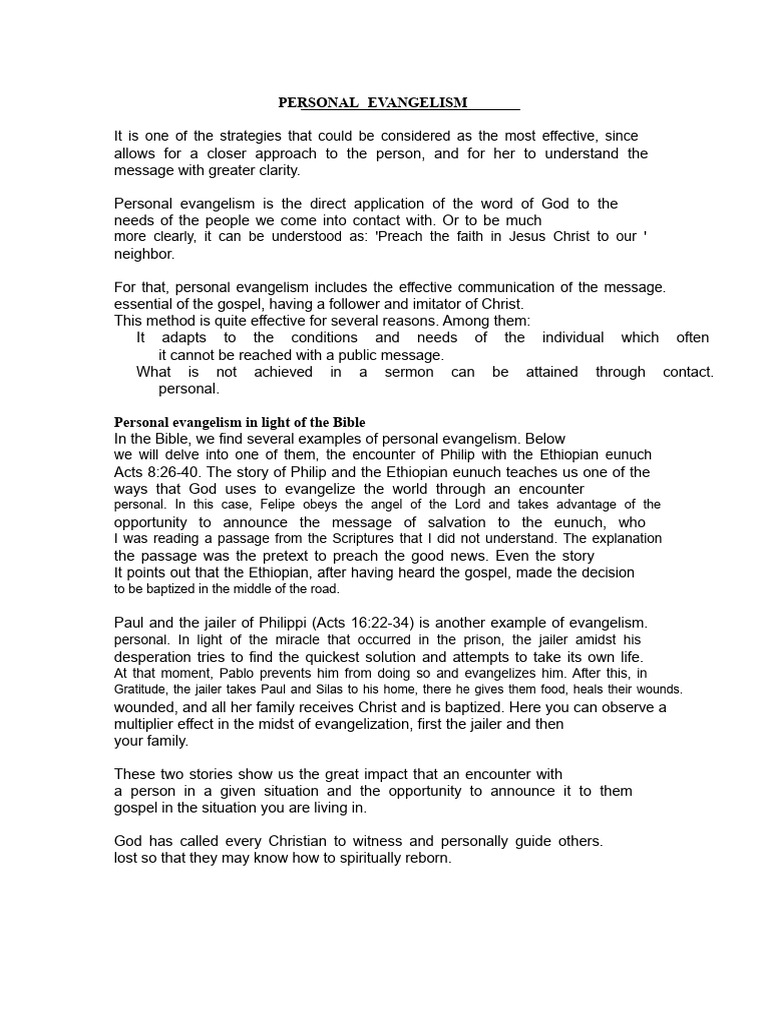Effective Personal Evangelism Strategies | PDF | Jesus | Acts Of The ...