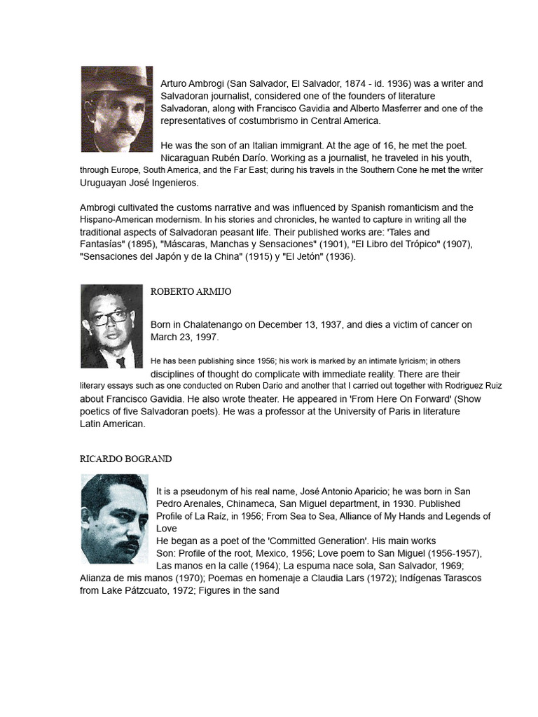 Notable Salvadoran Authors and Their Works | PDF | El Salvador