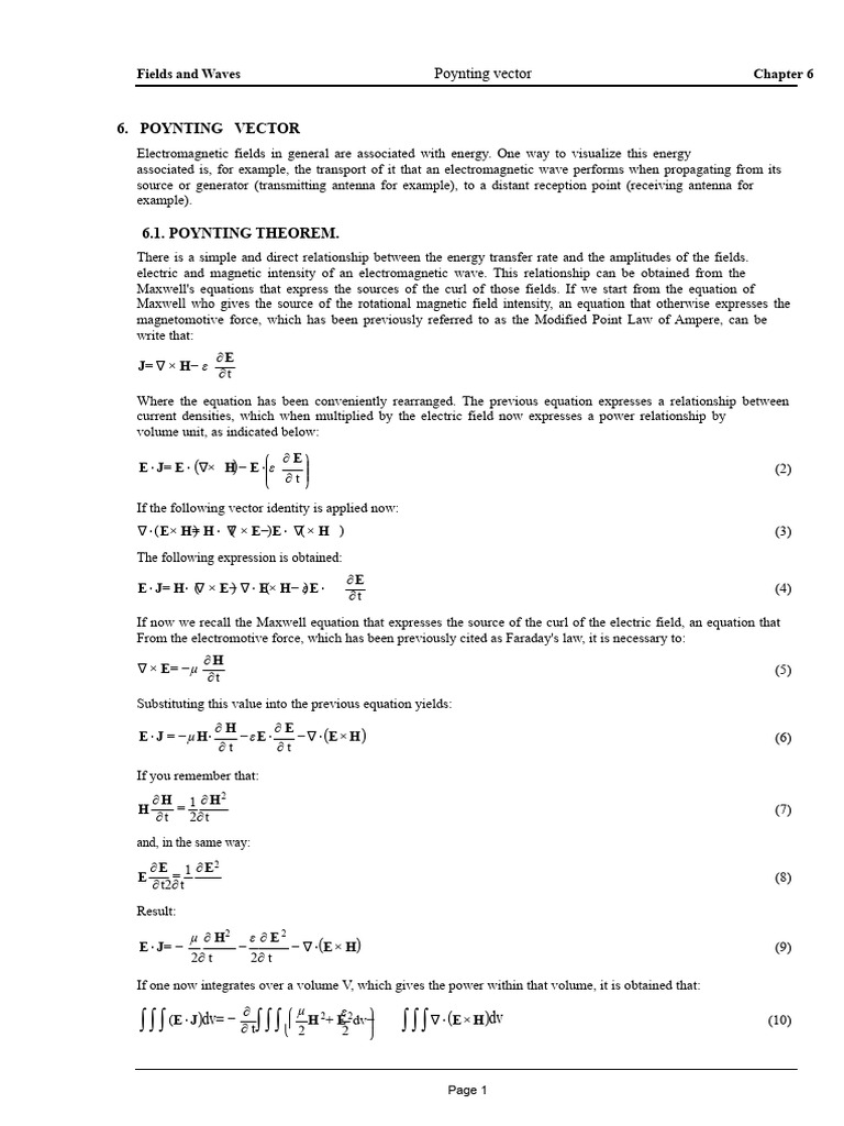 Poynting Vector and Theorem Explained | PDF | Waves | Magnetic Field