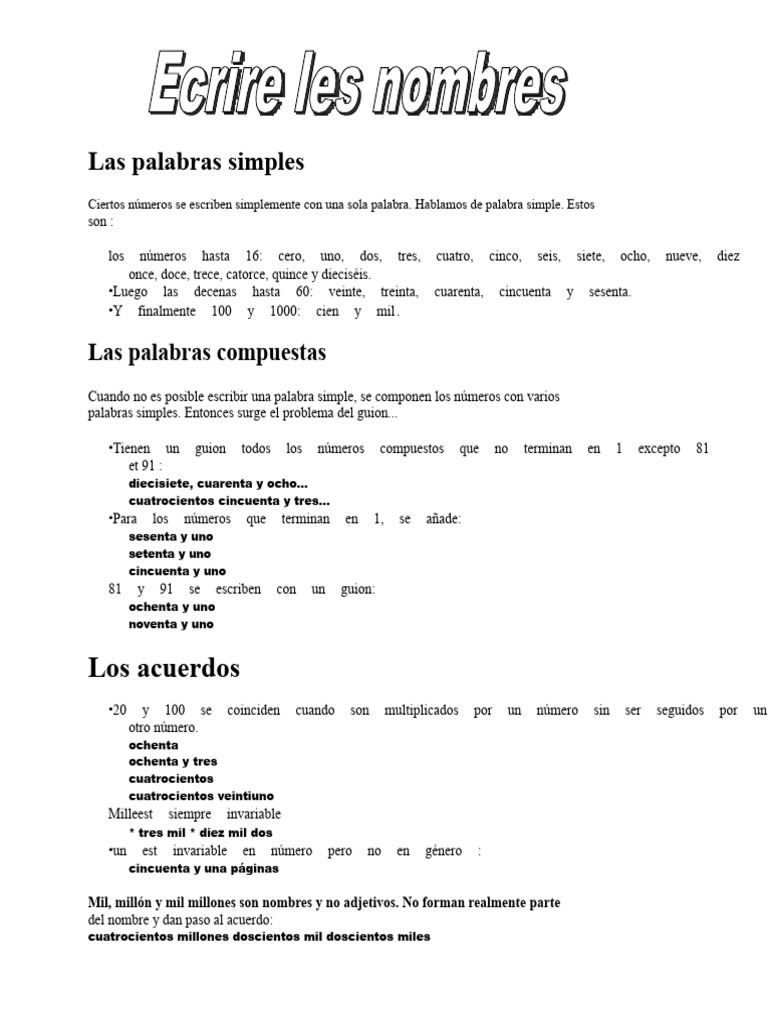 Escribir Los Números en Letras | PDF